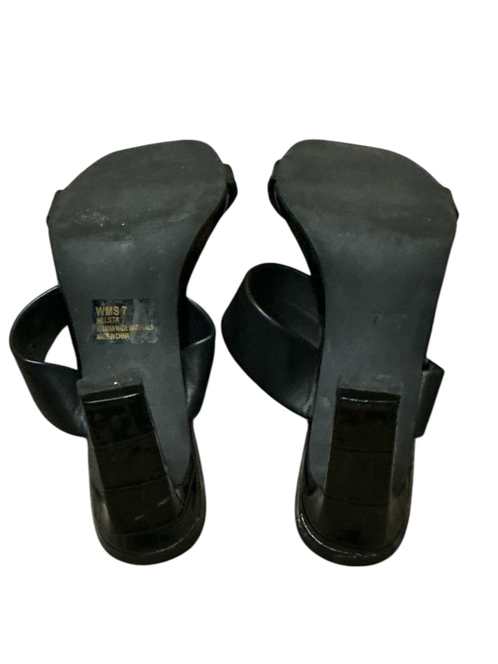 DV by Dolce Vita Black Two-Band Square Toe Mid Heel Sandals - Picture 6 of 6
